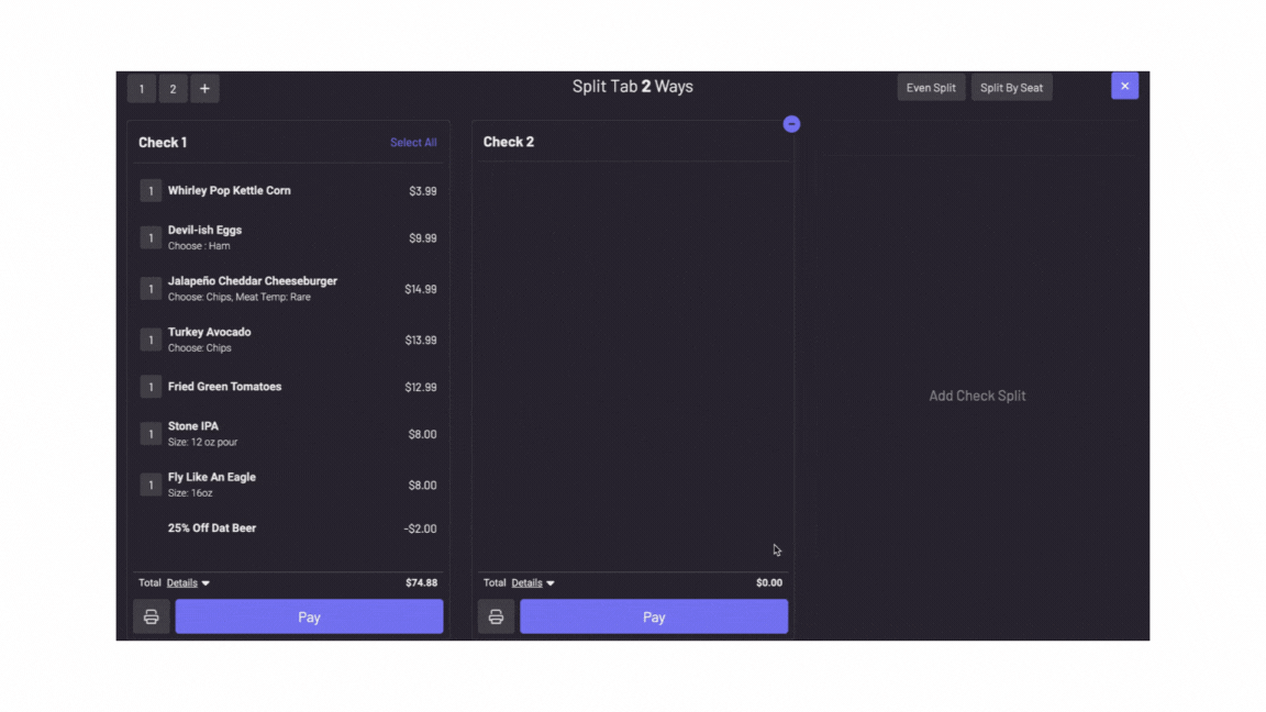 Divide Items Split Tabs