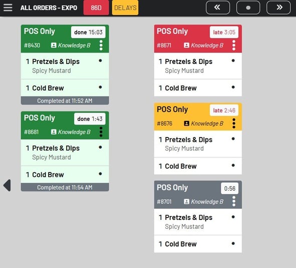 All Versions KDS Ticket Colors