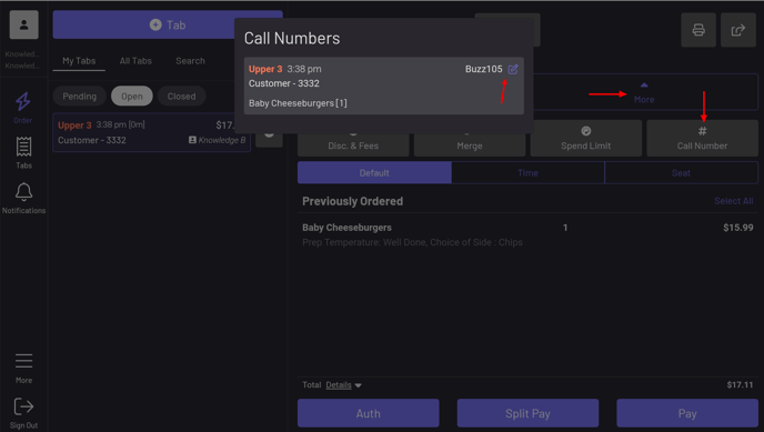Call Number on Tab in POS-2