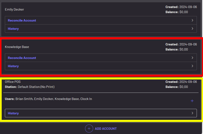 Display House Account in POS vs User