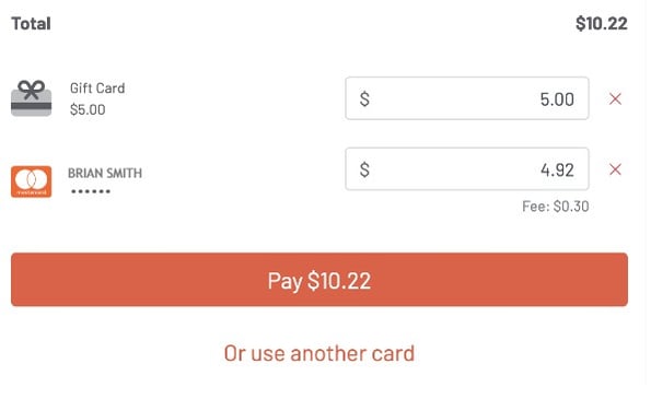 Guess Payment Split Between CC and GC