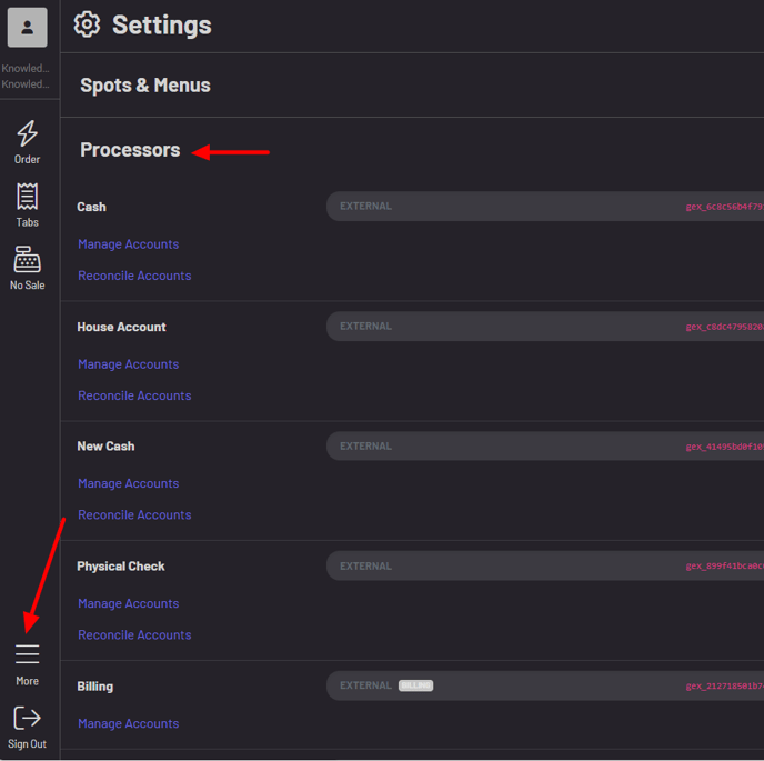 More Settings Processors POS