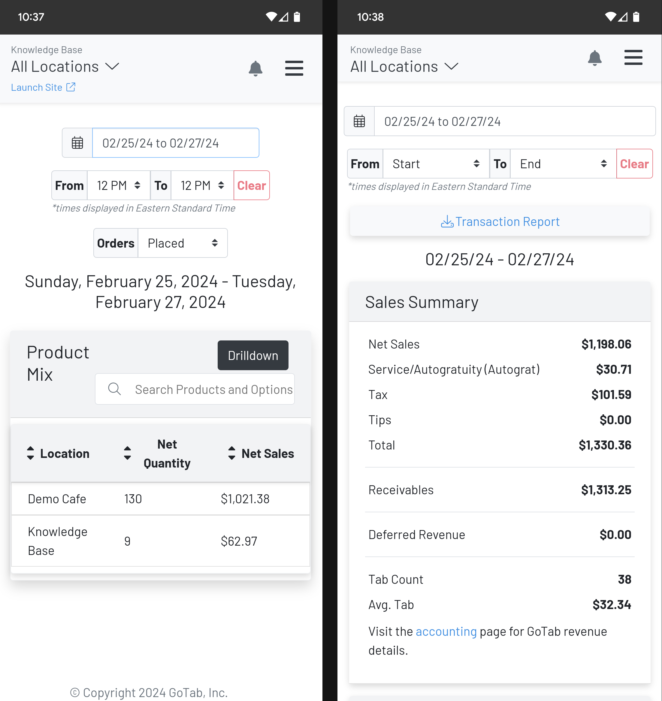 GoTab Manager App