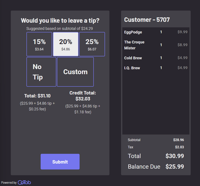 No Subtotal Tip Suggestion CFD