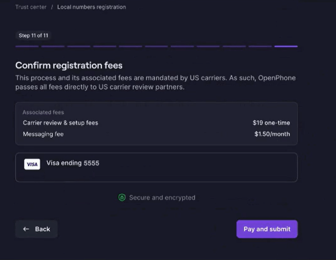 OP Registration Step 11 Confirm One-Time Registration Fee