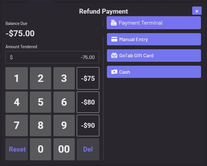 Refund Mode Payment Terminal