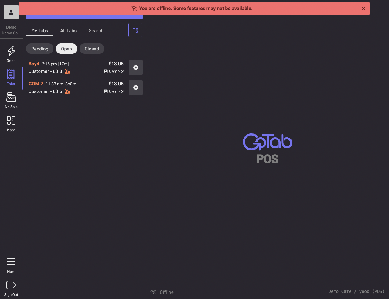 POS UI Connection Status Update (9/26/24)