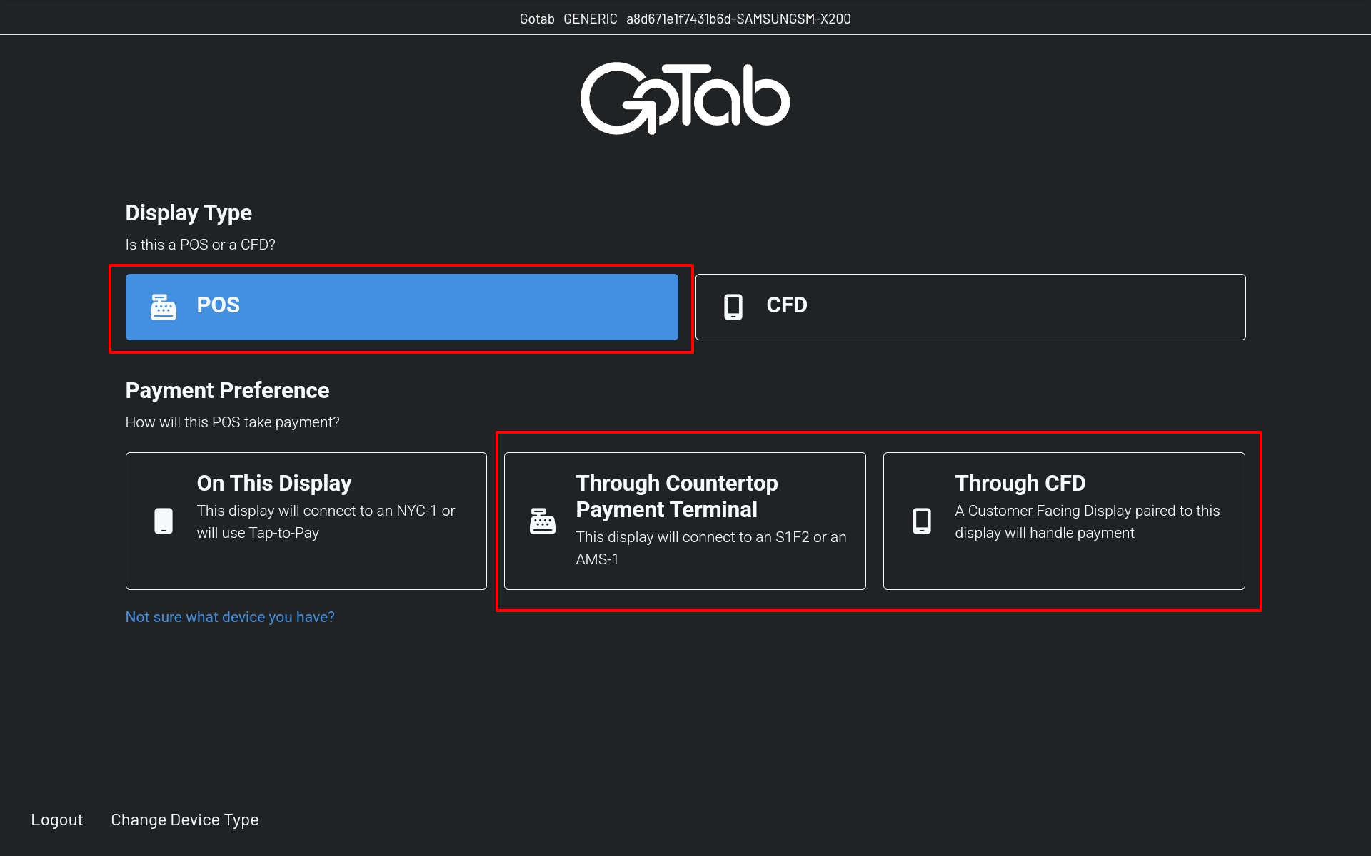 Manager Gotab Activate GoTab POS as Non-Terminal