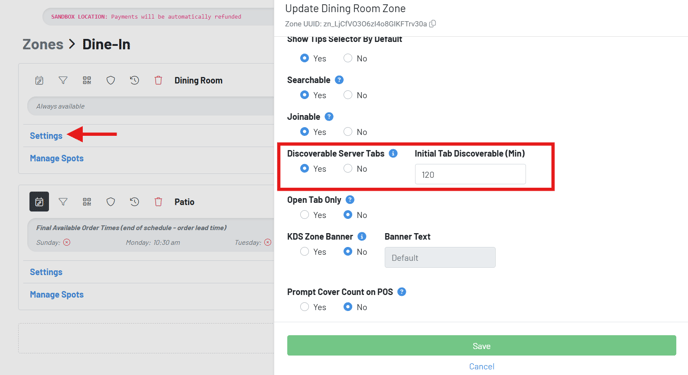 discoverable zone settings